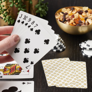 Jeu De Cartes Élégantes fleurs d'or motif blanc