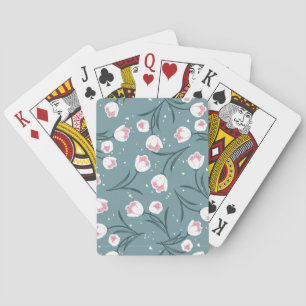 Jeu De Cartes Élégantes tulipes blanches sur Motif vert pastel
