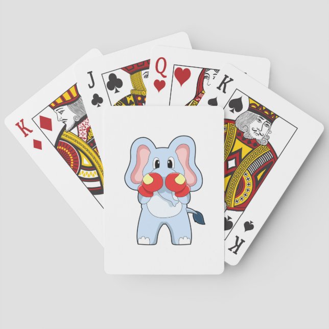 Jeu De Cartes Eléphant à la boxe avec gants de boxe (dos)