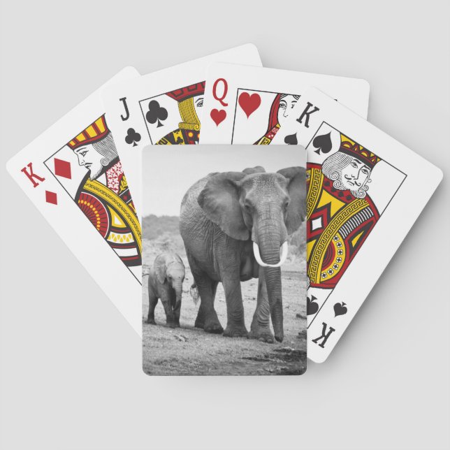 Jeu De Cartes Éléphant africain et veaux | Kenya, Afrique (dos)