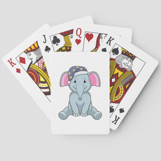 Jeu De Cartes Eléphant au coucher avec casquette de nuit (dos)