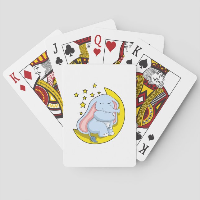 Jeu De Cartes Eléphant avec lune et étoiles (dos)
