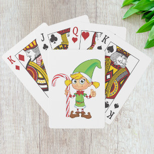Jeu De Cartes Elfe Vert Fille Avec Sucre de canne Jouer Des Cart
