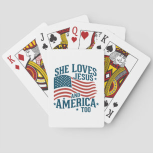 Jeu De Cartes Elle Aime Jésus Et L'Amérique Aussi États-Unis Dra