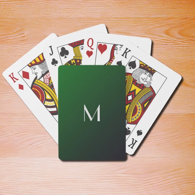 Jeu De Cartes Emerald Green Gradient - monogramme gras (Créateur téléchargé)