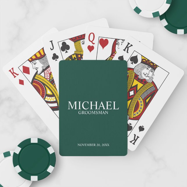 Jeu De Cartes Emerald Green Personnalisé Groomsmen Jouer des car (Créateur téléchargé)