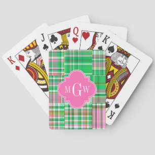 Jeu De Cartes Émeraude Rose Chaud Prépa Patchwork Madras Monogra