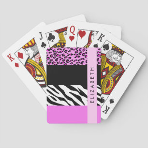 Jeu De Cartes Empreinte de léopard, Zebra Print, Rose, Votre nom