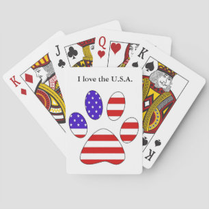 Jeu De Cartes Empreinte de patte avec le drapeau américain