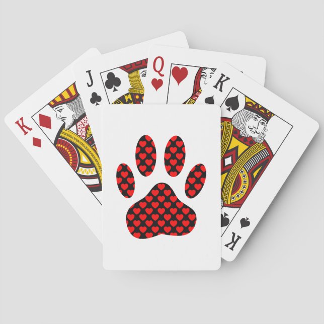 Jeu De Cartes Empreinte de patte de chien avec les coeurs (dos)