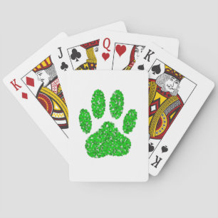 Jeu De Cartes Empreinte de patte de chien de feuillage vert