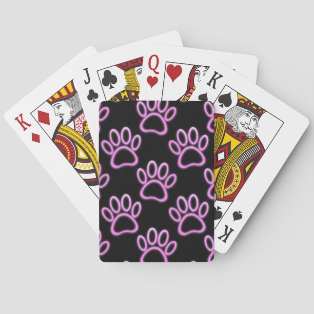 Jeu De Cartes Empreinte de patte de chien de Néon rose (dos)