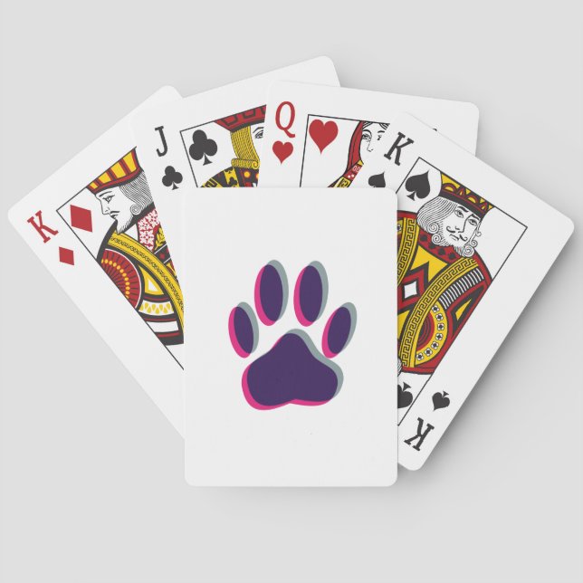 Jeu De Cartes Empreinte de patte de chiens hors de l'attention (dos)