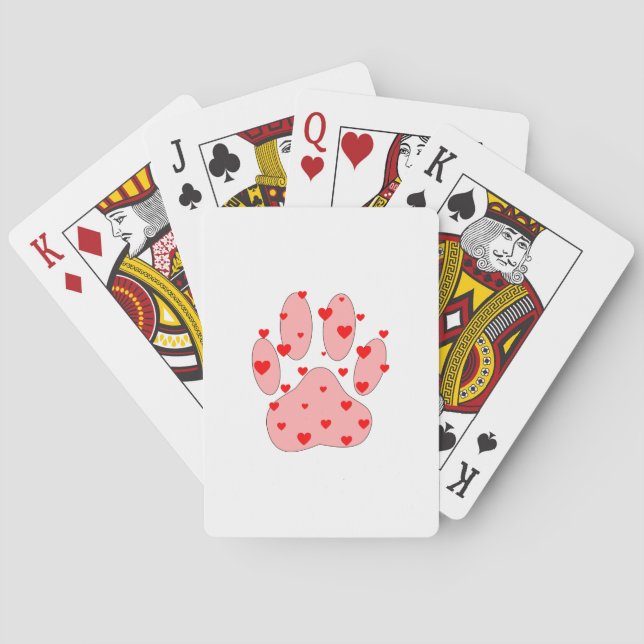 Jeu De Cartes Empreinte de patte rose aux coeurs (dos)