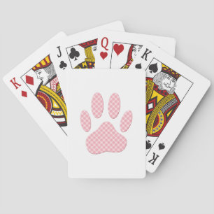 Jeu De Cartes Empreinte de patte Tartan Rose Et Blanc