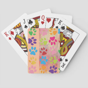 Jeu De Cartes Empreintes de pattes Jouant aux cartes