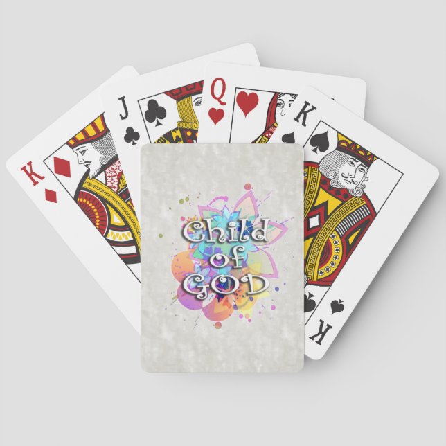 Jeu De Cartes Enfant d'aquarelle d'arc-en-ciel de Dieu (dos)