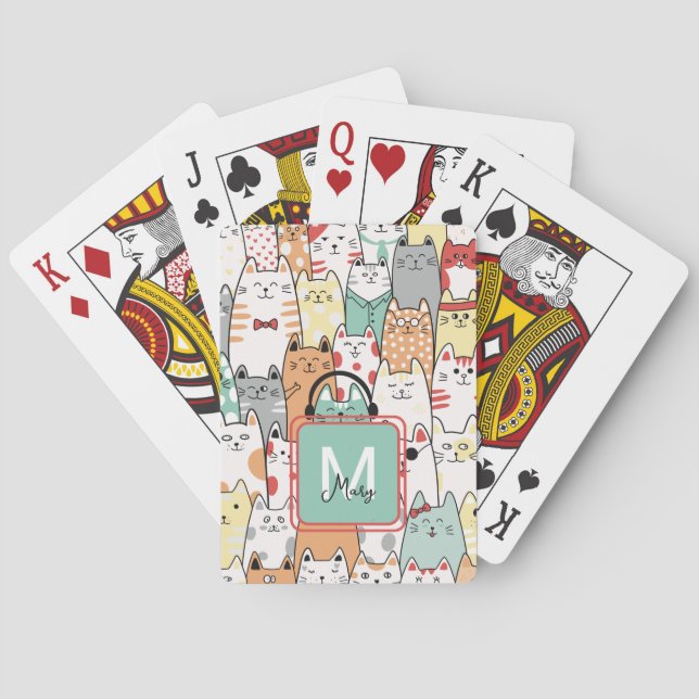 Jeu De Cartes Enfants Soeur Anniversaire Chat Kitties Nom Monogr (dos)