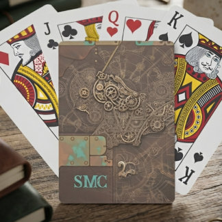 Jeu De Cartes Engrenages horlogers Steampunk en bronze victorien