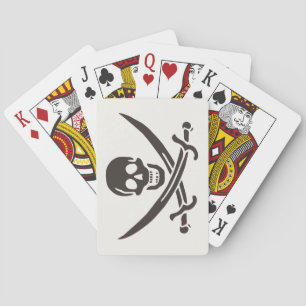 Jeu De Cartes Épées de crâne en obsidienne Drapeau de pirate de 