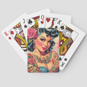 Jeu De Cartes Épingle à tatouage rétro