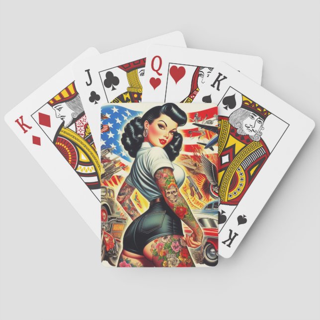 Jeu De Cartes Épingle américaine tatouée (dos)