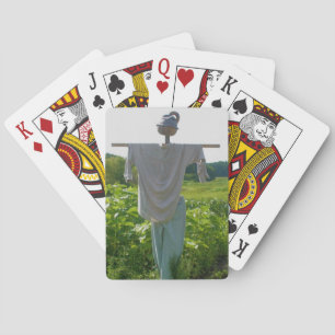 Jeu De Cartes Épouvantail Dans Le Champ De Jardin Nature 