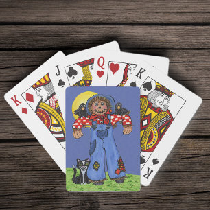 Jeu De Cartes Épouvantail en jeans bleus de l'art folklorique mi