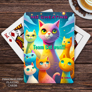 Jeu De Cartes Équipe Chat sans Tricherie a Gagné Chat Fantaisist