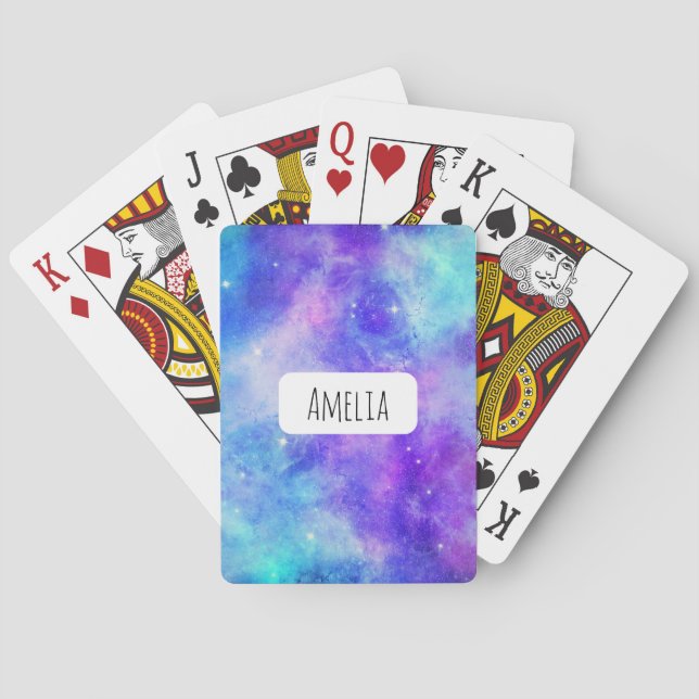 Jeu De Cartes Espace de galaxie violet et bleu Abstrait (dos)