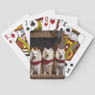 Jeu De Cartes Esquimau américain près de la cheminée Noël
