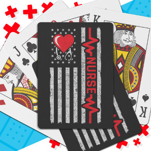 Jeu De Cartes Etats-Unis Héros Drapeau américain Vie Infirmière