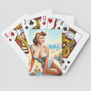 Jeu De Cartes Été vintage fille à l'épingle