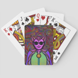 Jeu De Cartes Étiquette de bagage à personnage de chat