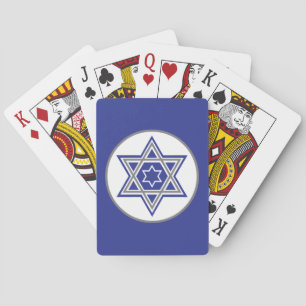 Jeu De Cartes Étoile de David Blanche sur Fond Bleu