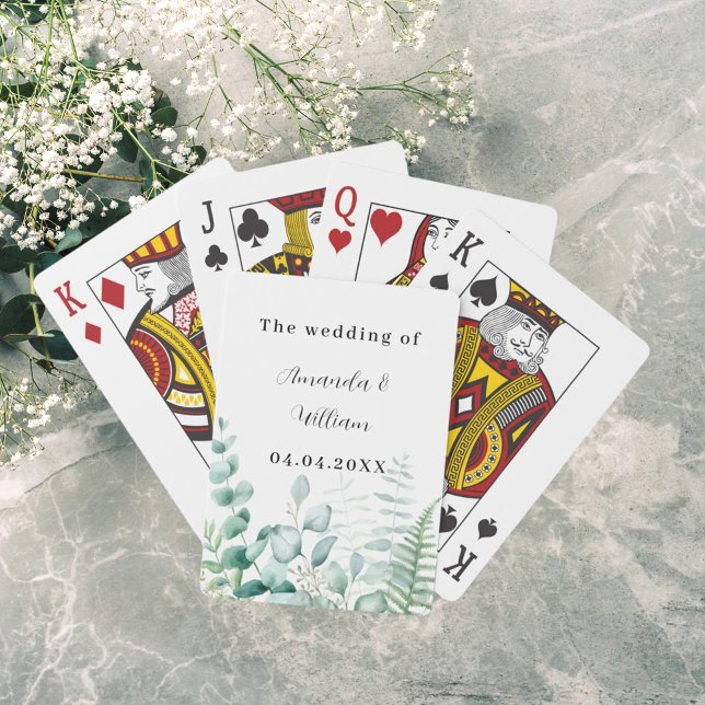 Jeu De Cartes Eucalyptus vert fougères de bois noms mariage (Créateur téléchargé)