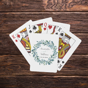 Jeu De Cartes Eucalyptus vert monogramme noms mariage