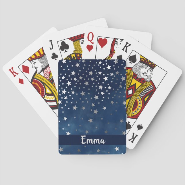 Jeu De Cartes Falling Silver Stars Celestial Personnalisé (dos)