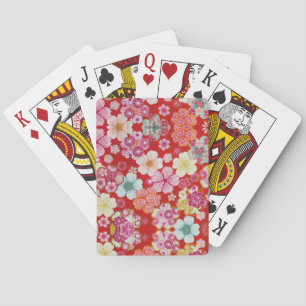 Jeu De Cartes Falln Crimson Floral Chirimen