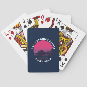 Jeu De Cartes Family Poker Room Retro Sunset Mountains Custom