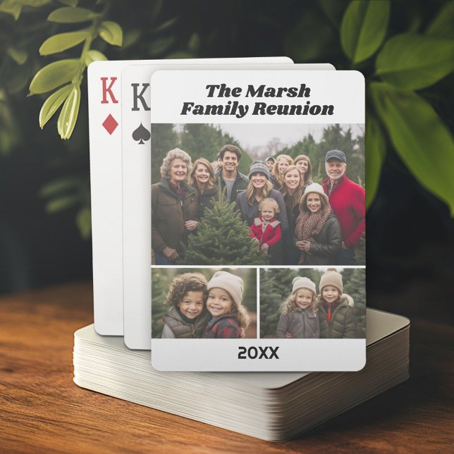 Jeu De Cartes Family Reunion 3 Photo collage - blanc noir (Custom Poker Playing Cards)