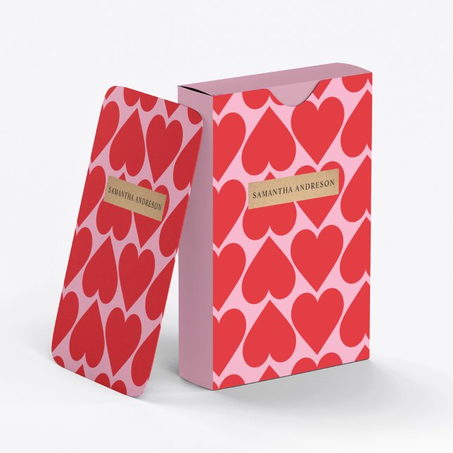 Jeu De Cartes Fancy Romantique Rouge & Coeurs Rose Motif Avec No (Créateur téléchargé)