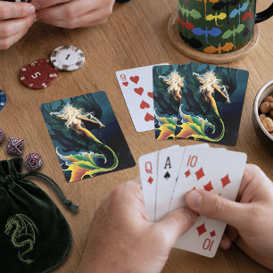 Jeu De Cartes Fantaisie bleue enchanteresse Sirène Dragon
