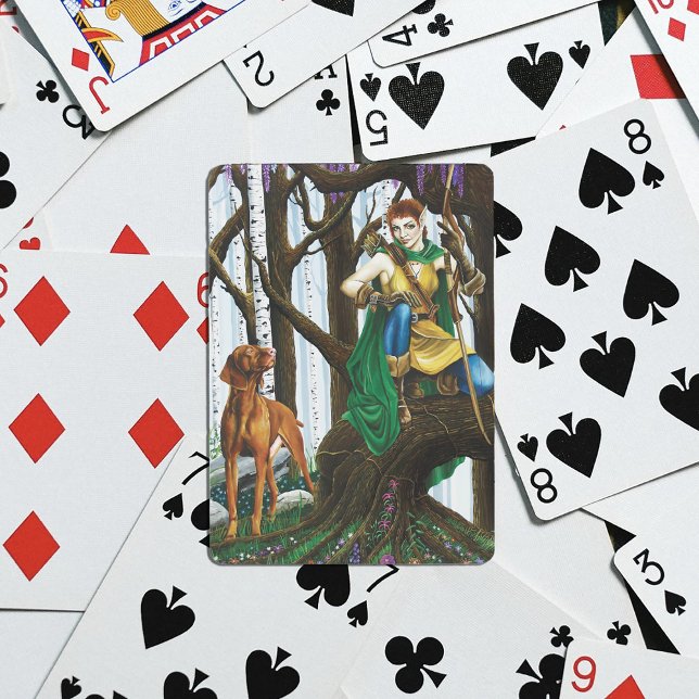 Jeu De Cartes Fantasy Elf Archer Vizsla Dog Enchanted Forest (Créateur téléchargé)