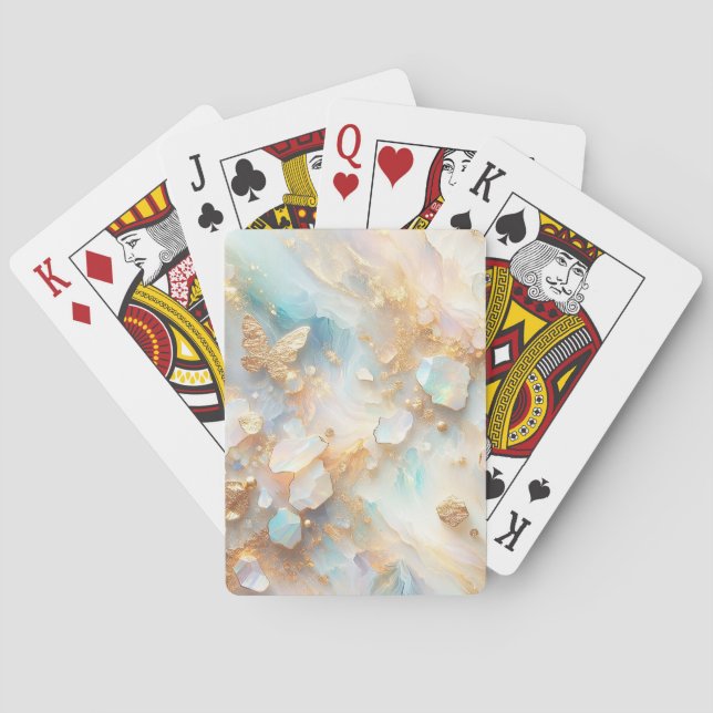 Jeu De Cartes Faux Holographique Opal Moonstone Gold Butterfly (dos)