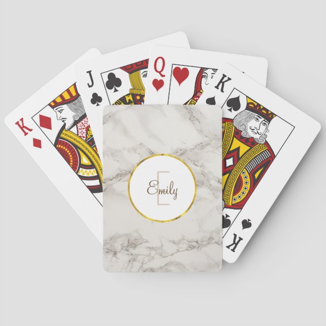 Jeu De Cartes Faux Marbre Albâtre Taupe Tan Monongramme (dos)