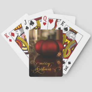 Jeu De Cartes Faux papier d'or Joyeux Noël avec boules en verre