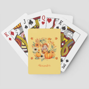 Jeu De Cartes Fée Citrouille mignonne dans la couronne d'automne