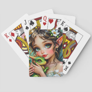 Jeu De Cartes Fée elfe jolie et dragon personnalisés