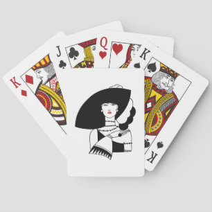 Jeu De Cartes Femme Art Déco au grand chapeau gants RL